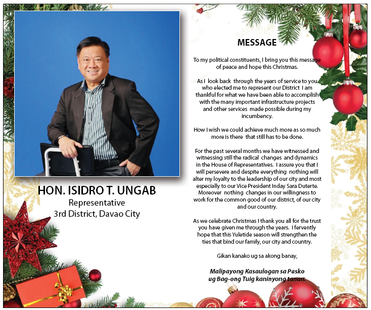 Christmas Message from Honorable Isidro T Ungab