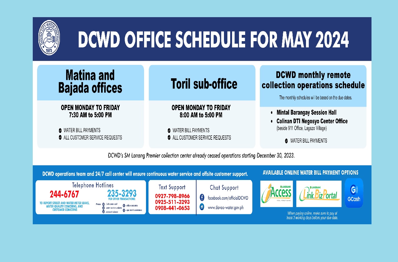 DCWD Office Schedule for May 2024